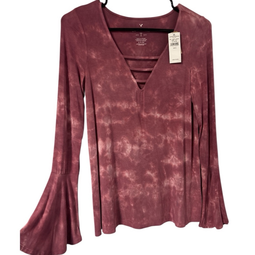AMERICAN EAGLE Soft And Sexy Tie Dye Blouse Bell Sleeve Top Womens Small